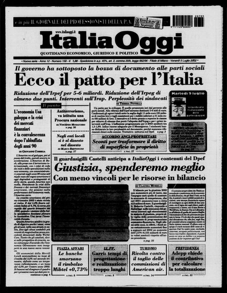 Italia oggi : quotidiano di economia finanza e politica